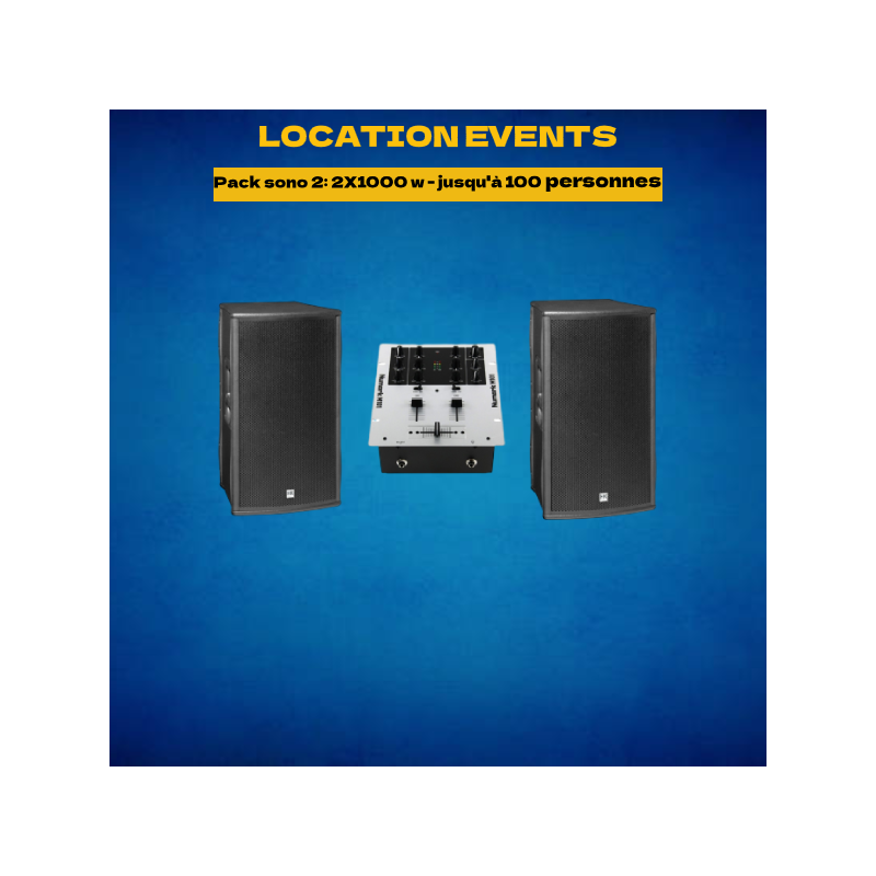 Location pack sono 2: 2x1000w - jusqu'à 100 personnes